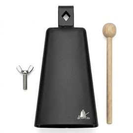 JeuRon 8-Inch Professional Timbale Cowbell with Mounting Stand - Black Powder-Coated Steel, Deep Resonant Titanium-Alloy Tone - Ideal for Drum Sets and Percussion Rigs
