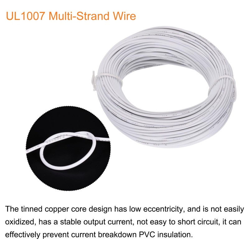 sourcing map 24AWG Stranded PVC Hookup Wire, Electrical UL1007 Tinned