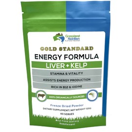 Grass Fed Beef Liver with Wild Harvested Kelp Energy Formula — Natural B12, Iodine, Iron & Vitamin A (120G Powder)