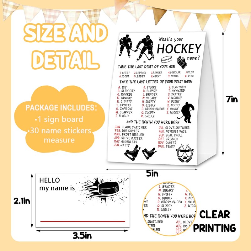 “What‘s Your Hockey Name” Party Game Set - Interactive Double-Sided