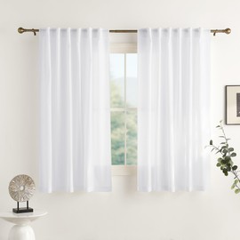 NICETOWN - Cortinas transparentes de privacidad blancas de 63 pulgadas de largo, 2 paneles, bolsillo para barra de 52 pulgadas de ancho y pestaña trasera, cortinas de ventana para sala de estar