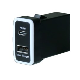 TOYOTA USB Charger for Toyota Vehicles, QC3.0 + PD3.0 Rapid Charging USB Port, Total 60W Output, Power Socket, Car Charger, Smartphone Charger, Easy Installation, Plug and Play (Type B)