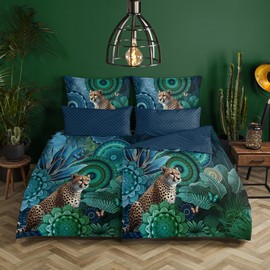 Hip Nyah Reversible Bed Linen Satin Petrol Size 135 x 200 cm (80 x 80 cm)