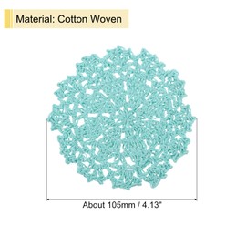uxcell Fabric Coasters, 4pcs 4" - Cotton Woven Crochet Doilies, Lace Embroidery Cup Mat with Floral Pattern for Wedding Party Decoration (Light Mint Green)