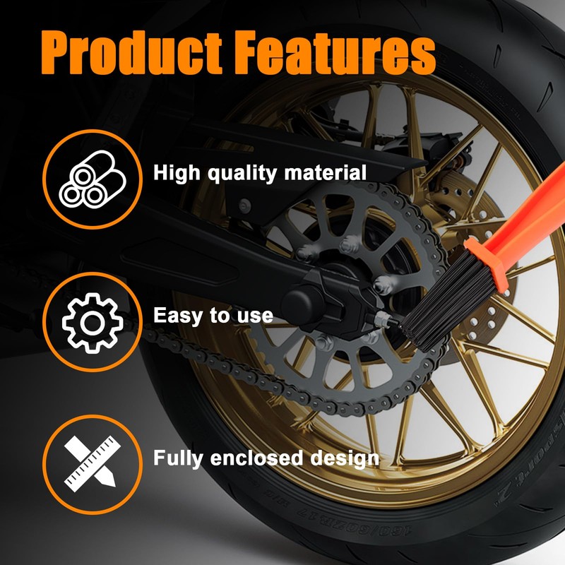 Ziciner Motorcycle Chain Brush, Bike Chain Cleaning Brush with Double-Ended