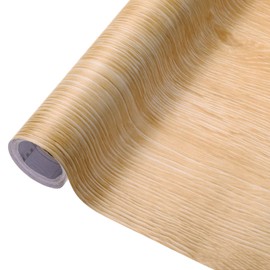 Uxcell Wood Grain Contact Paper 15.7" x 197" Self-Adhesive Wallpaper Waterproof Peel and Stick for Home Kitchen Countertop Cabinet Bathroom, Light Brown