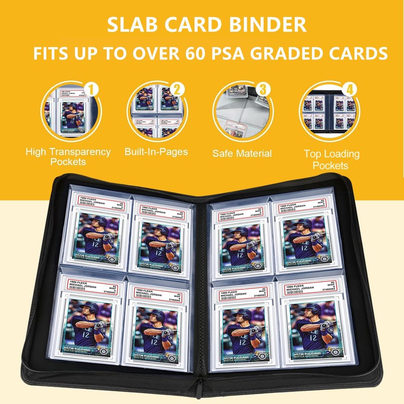 40 Pockets Graded Card Binder, Toploading PSA Slab Holder Album,