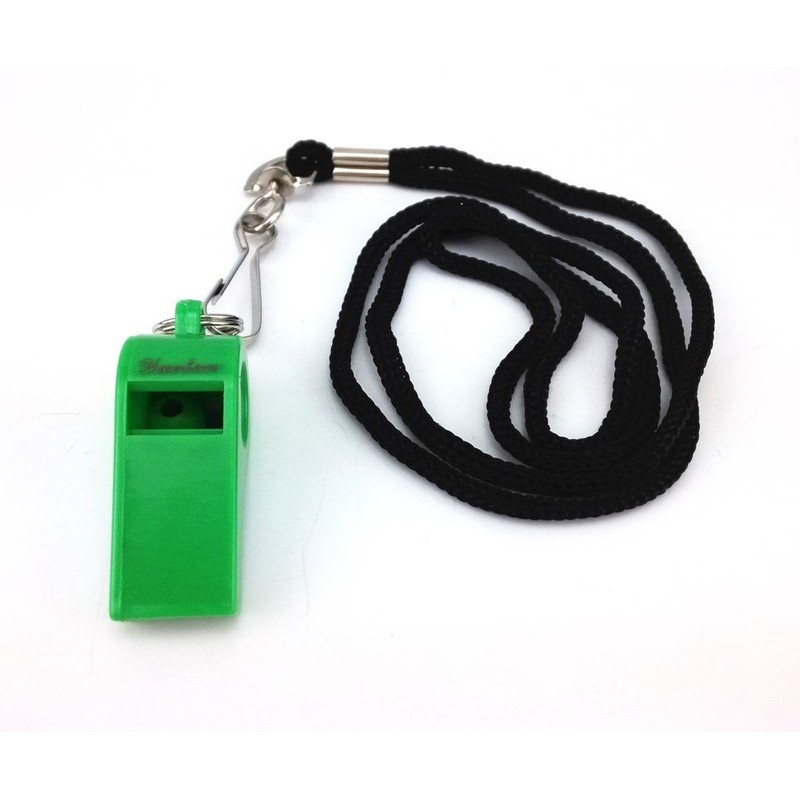 yueton Plastic Coach Whistles with Lanyard, Pack of 6 (Green)