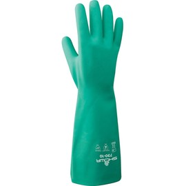 SHOWA 730 Full Nitrile Chemical Resistant Safety Glove with Cotton Flocked Liner and Bisque Finish, Large (1 Pair)