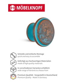 Gedotec Nelles Brass Drawer Knob Antique Cupboard Knob Vintage Furniture Knob Copper Rustic Kitchen Knob Large Diameter 36 mm Round Dresser Knob 1 Piece – Design Knob Country House Style with Screws
