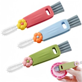 Sayehuanye 3 in 1 Cup Lid Cleaning Brush, Multifunctional Bottle Brush, Water Bottle Cleaner Brush, Portable Cup Lid Gap Cleaner, Home Kitchen Crevice Brush Tools (3 PCS)