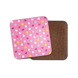 1 x Cute Love Hearts Coaster - Pink Girls Valentines Girlfriend Wife Fun #14794