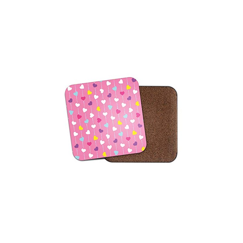 1 x Cute Love Hearts Coaster - Pink Girls Valentines