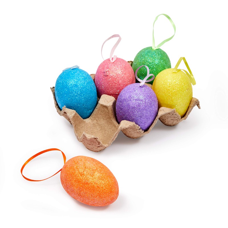 Easter Egg Ornaments in 6 Sparkle Colors (36 Pack)