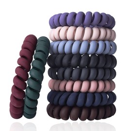 Belicia 10 Piece Hair Ties For Thick Hair, Coil Elastics Hair Ties, Multicolor Medium Spiral Hair Ties, No Crease Hair Coils, Telephone Cord Plastic Hair Ties For Women And Girls