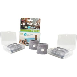 Pack 2 Pares Pulsera Anti Mareo de Acupuntura para Evitar Nauseas (4 Pulseras) Gris