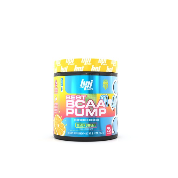 BPI Sports Best BCAA Pump - BCAA Powder Intra Workout Sports Drink with Branched Chain Amino Acids for Hydration & Recovery, for Men & Women - Lemon Squeeze - 25 Servings