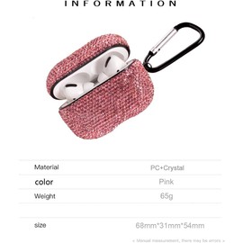 Sparkly Diamond AirPods Pro 1&2 Generation Case with Keychain, Shockproof Protective Premium Bling Rhinestone Cover Skin for AirPods Charging Case (Pink)