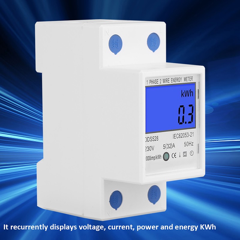 5‑32A 50Hz LCD Display Single Phase Energy KWh Meter DIN