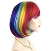 QHQ-SHININGLIFI Rainbow Bob Wigs and A Wig Cap- Women's Short