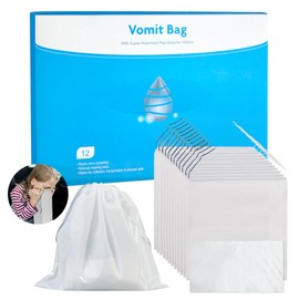 KAOTPO Pack of 12 Poop Bags Car Children, 1000 ml Poop Bags with Ring, Tear-Resistant Burp Bag with Ring for Travel Nausea, Children and Adults