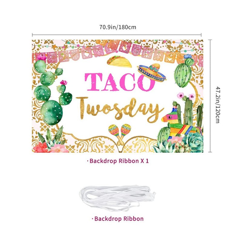 Fiesta Taco Twosday Birthday Banner Taco Twosday 2nd Birthday Backdrop