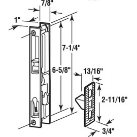 G.A.S Hardware Sliding Glass Patio Door Handle Set, Flush Mount, Non-Keyed, 6-5/8" Screw Holes | Sliding Door Handle Replacement Hardware Repair Fix Sliding Door (DL-502 White)