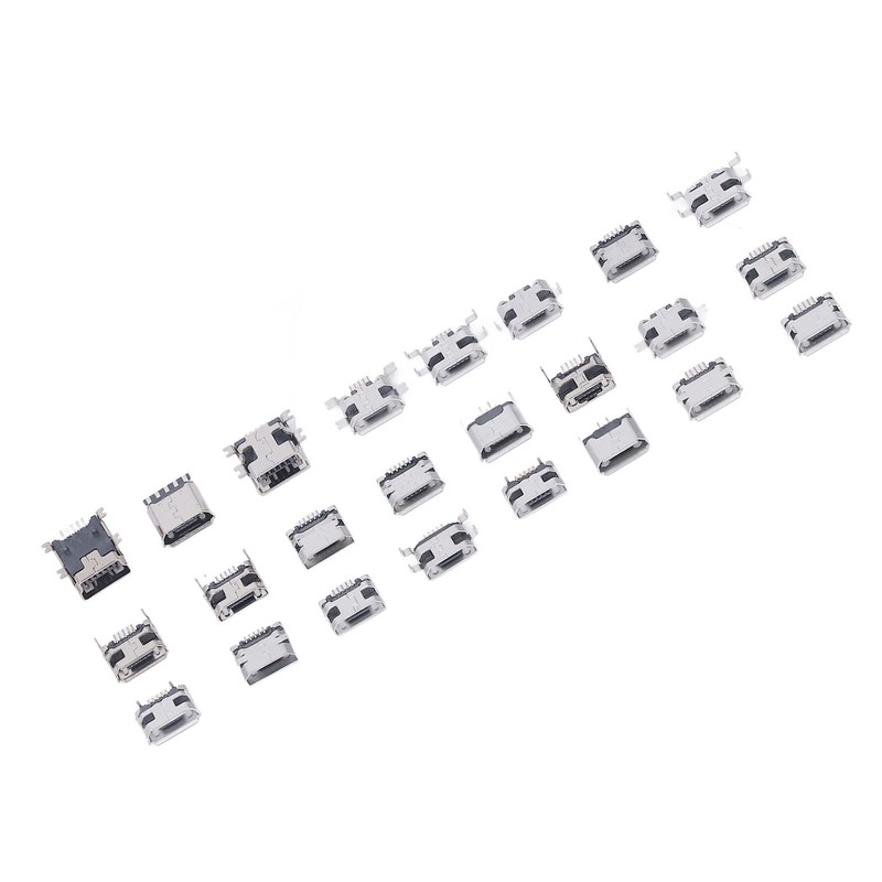 240 Pcs Micro USB Connector Set Stainless Steel Single Row