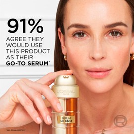 L'Oreal Paris Age Perfect Serum Le Duo, Brightening, Firming and Anti-Aging Serum for Face with Collagen Peptide, Niacinamide, Vitamin C and B3, 1 fl oz + Sample