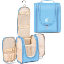 BOACAY Hanging Travel Toiletry Bag for Women & Men, Makeup Bag, Shower & Wash Bag, Organiser Kit for Cosmetics, Essentials, Travel Accessories (M) Baby Blue