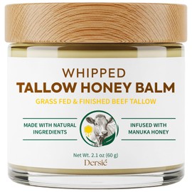 Beef Tallow Face Cream: Beef Tallow Skincare - 100% Grass-Fed Whipped Beef Tallow Balm for Deep Hydration and Soothing - with Honey