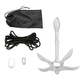 waltyotur 7 lb White Folding Grapnel Anchor for Small Boats Kayaks Canoe Paddle Boards
