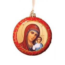 Needzo Our Lady of Kazan Virgin Mary and Christ Religious Christmas Ornament icon Ornament, Red