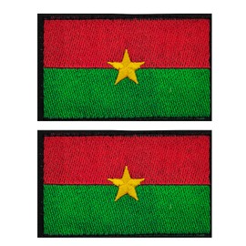EmWoot 2PCS Africa Burkina Faso Flag Patch Embroidered Morale Patch Military Tactical Patches Hook and Loop Applique Fastener