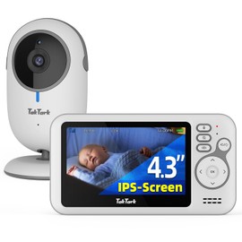 TakTark Baby Monitor with Camera, 4.3 Inch Baby Monitor Video Baby Monitor, Baby Monitor with Camera and Audio with VOX, Intercom Function, Night Vision, Digital Zoom, Temperature Monitoring and No