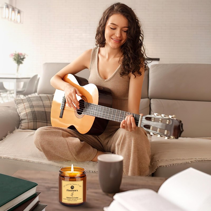 Fissiworx Vanilla Scented Candle Set 2 Pack, Candle for Home