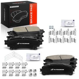 A-Premium Juego de pastillas de freno de disco cerámicas delanteras y traseras compatible con determinados modelos de Lexus y Toyota - RX350, RX450h 2010-2015, Highlander 2014-2018, Sienna 2011-2018, con tornillería, 8 piezas