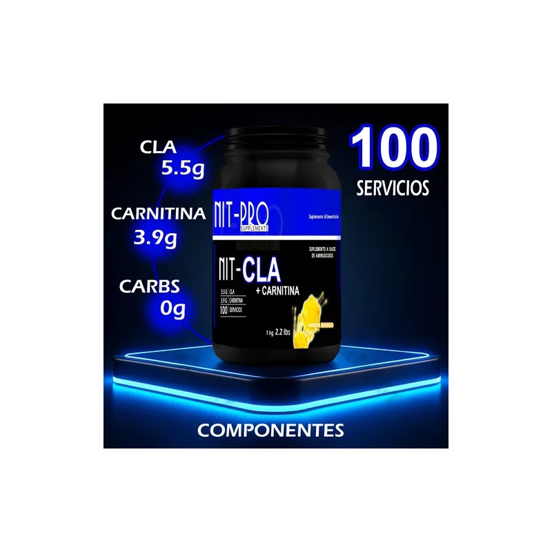 Cla + Carnitina En Polvo Suplemento Nit-pro 1kg 100servicios
