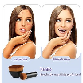 Brocha Kabuki, Brochas de Maquillaje Profesional con Brochas para Contorno y Esponja Maquillaje, Brocha para Base de Maquillaje con Tapa Plana para Ba