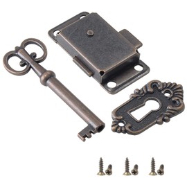 Jiozermi Antique Cabinet Lock, Flush Mount Case Box Lock, Furniture Decorative Lock with Key and Screws