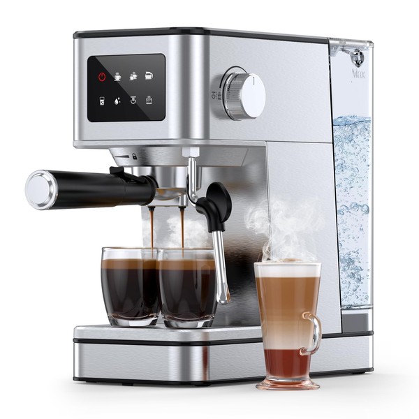 QJA Espresso Machine with Milk Frother, 20 Bar Compact Espresso
