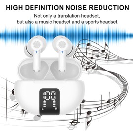 Auriculares con Traductor de Idiomas, Auriculares con Traductor Bluetooth Táctil con Pantalla Digital Inteligente, Reducción de Ruido de Micrófono Dual, Traducción en Línea sin