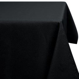 Spotjoy Washable Rectangular Polyester Table Linen Jacquard Garden Tablecloth Ornaments Easy Care 100 x 140 cm Black