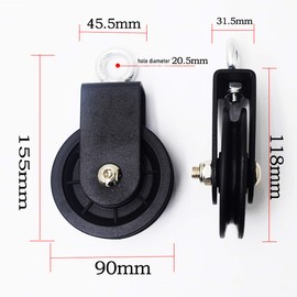LFJ 90 mm Pulley with U Retaining Bracket, Block Pulleys for Ropes, DIY, Gym, Fitness Equipment, Cable Machine, Wire Rope Pulley