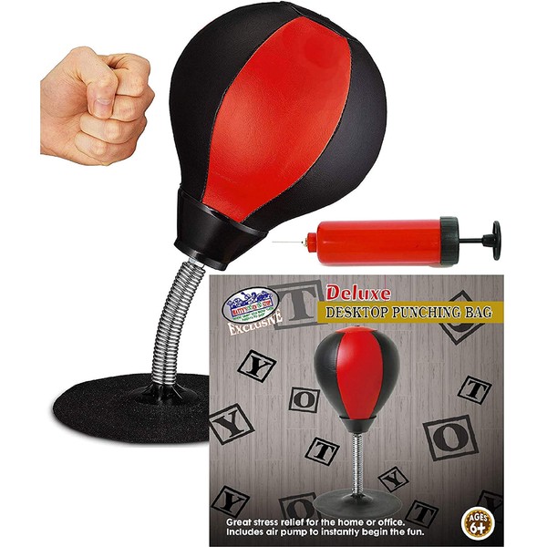 Matty's Toy Stop Desktop Punching Bag (Ball) with Air Pump, for Home or Office Stress Relief