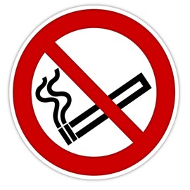 Pack of 15 Premium Smoking Prohibited Stickers - Smoking Prohibition - Sign 9.5 cm Large - According to DIN 4844 - Outdoor - Sign with UV Protection
