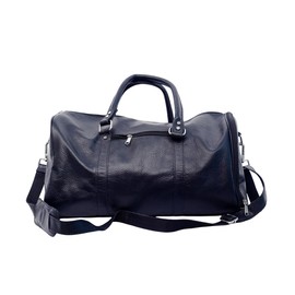 Handcrafted Leather Duffle Bag Multiple Pockets & Compartments Adjustable Shoulder Strap Bag For Men & Women Travel Use (Black)