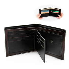 Smomend Men's Genuine Leather Wallet, Elegant, Handy Landscape Format Wallet for Men in Black, Ideal for Cards, Banknotes and ID Cards, black, Modern