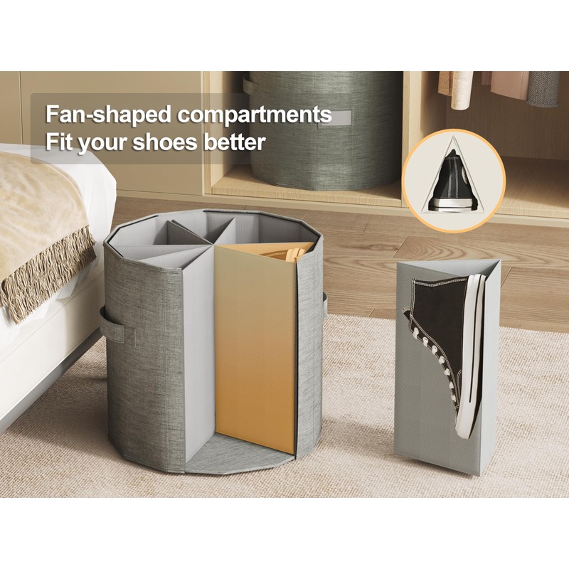 Vailando Shoe Organizer for Closet - Cylindrical Shoe Storage Organizer