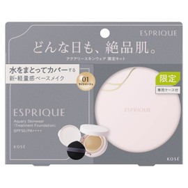 ESPRIQUE Aquary Skin Wear Limited Kit 01 Light Beige (Refill + Case + Puff) Foundation SPF 50/PA++++ Shiny Skin Pores Cover Beauty Essence Moisturizing Re-lining Funde